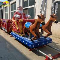 KANO0727 Resin Theme Park Santa Claus Sleigh Reindeer Sculpture